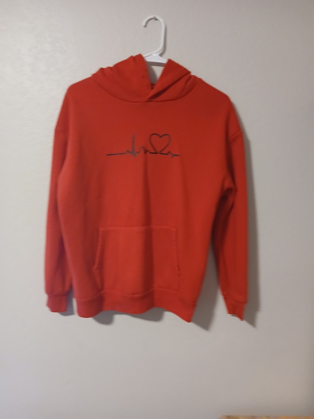 Red Heartbeat Graphic Hoodie Sweater - Unbranded